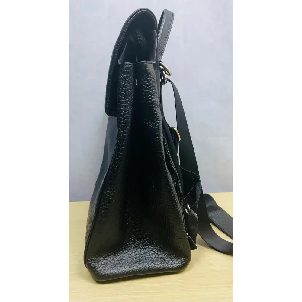 Storksak Black Leather Baby Backpack Diaper Bag